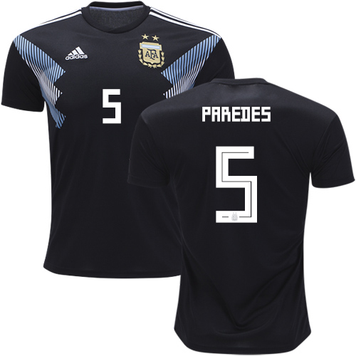 Argentina #5 Paredes Away Kid Soccer Country Jersey